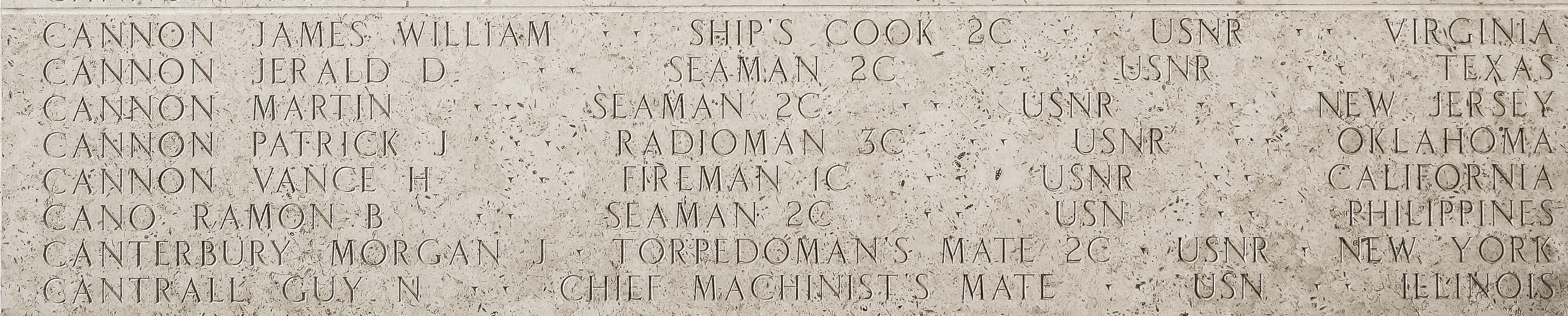 James William Cannon, Ship's Cook Second Class